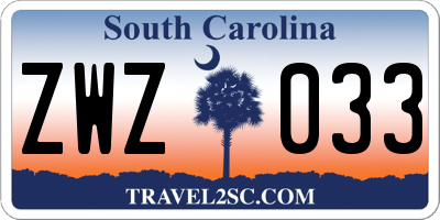 SC license plate ZWZ033
