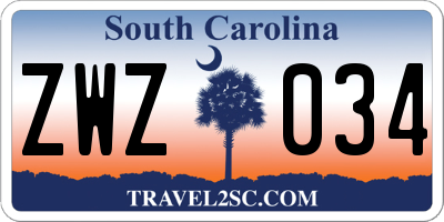 SC license plate ZWZ034