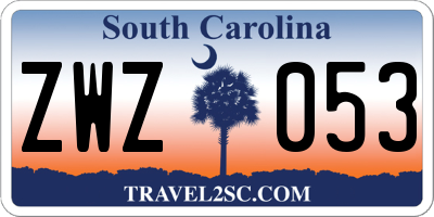 SC license plate ZWZ053