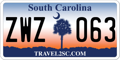 SC license plate ZWZ063