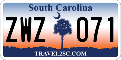 SC license plate ZWZ071