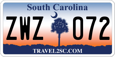 SC license plate ZWZ072