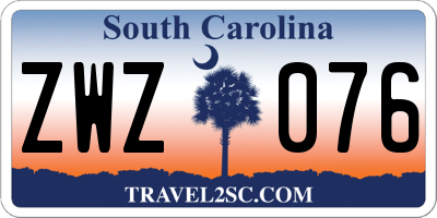 SC license plate ZWZ076