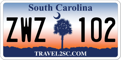 SC license plate ZWZ102
