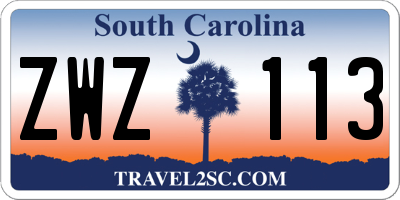 SC license plate ZWZ113