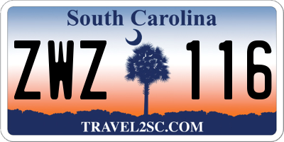 SC license plate ZWZ116