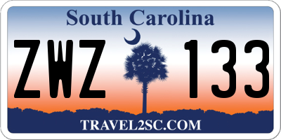 SC license plate ZWZ133