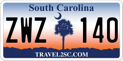 SC license plate ZWZ140