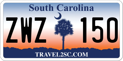 SC license plate ZWZ150