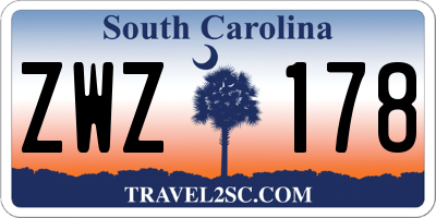 SC license plate ZWZ178