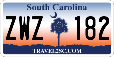 SC license plate ZWZ182