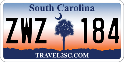 SC license plate ZWZ184
