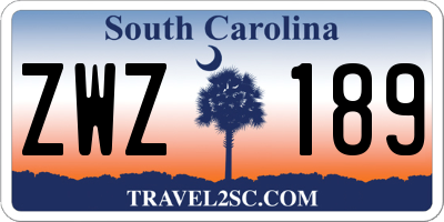SC license plate ZWZ189