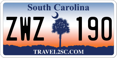 SC license plate ZWZ190