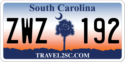 SC license plate ZWZ192