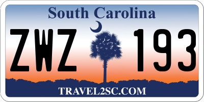 SC license plate ZWZ193