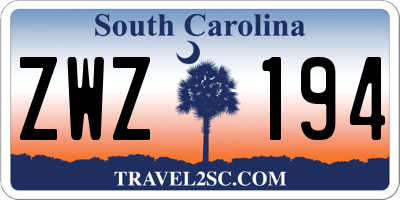 SC license plate ZWZ194