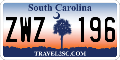 SC license plate ZWZ196