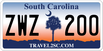 SC license plate ZWZ200