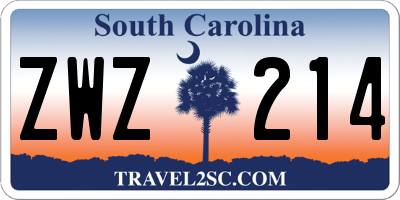 SC license plate ZWZ214