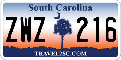 SC license plate ZWZ216