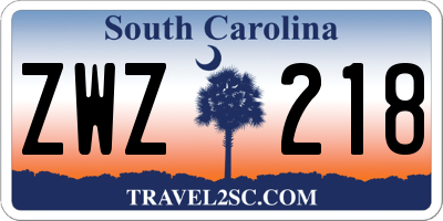 SC license plate ZWZ218