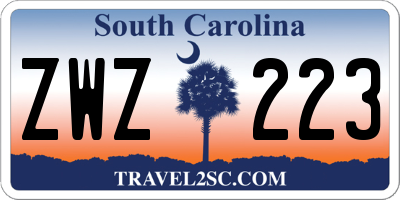 SC license plate ZWZ223