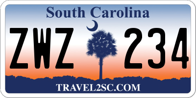 SC license plate ZWZ234