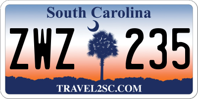 SC license plate ZWZ235
