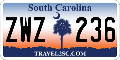 SC license plate ZWZ236