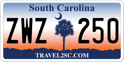SC license plate ZWZ250