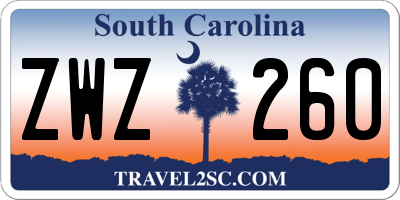 SC license plate ZWZ260