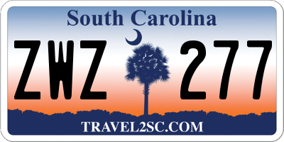SC license plate ZWZ277