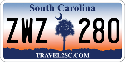 SC license plate ZWZ280