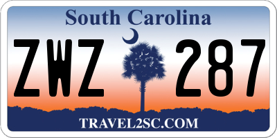 SC license plate ZWZ287