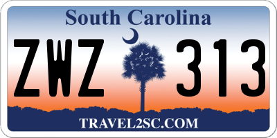SC license plate ZWZ313