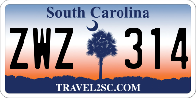 SC license plate ZWZ314