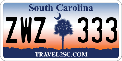 SC license plate ZWZ333