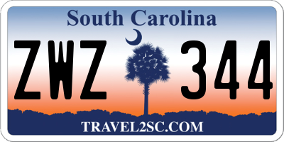 SC license plate ZWZ344