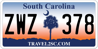 SC license plate ZWZ378