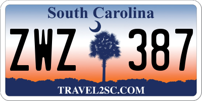 SC license plate ZWZ387