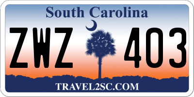 SC license plate ZWZ403