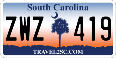 SC license plate ZWZ419