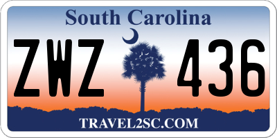 SC license plate ZWZ436