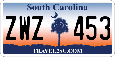 SC license plate ZWZ453