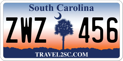 SC license plate ZWZ456