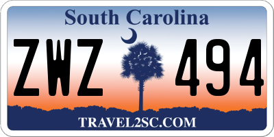 SC license plate ZWZ494