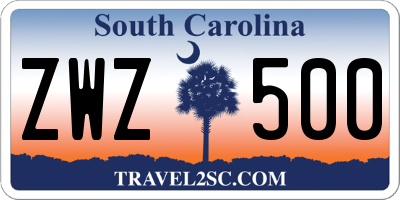 SC license plate ZWZ500