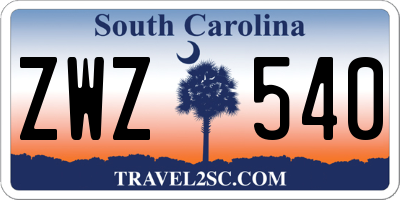 SC license plate ZWZ540