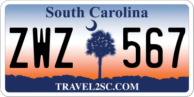 SC license plate ZWZ567